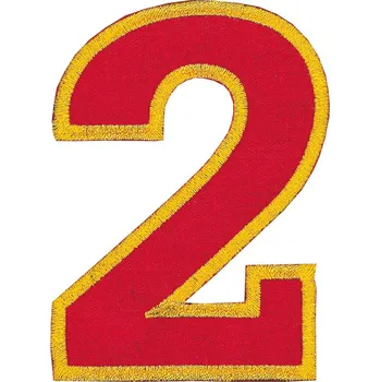 Nažehlovací vyšívaná čísla - dvojka červená, výška 8 cm