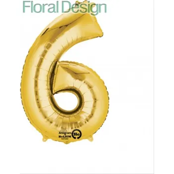 Balónek Balonek fóliový 35cm číslice "6" zlatá (foil balloon)