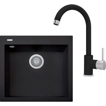 Granitový dřez Sinks Cube 560 Metalblack + Sinks MIX 35 - 74 Metalblack