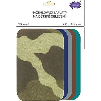 Nažehlovací záplaty malé 10 ks v balení - maskáč + mix tmavých barev