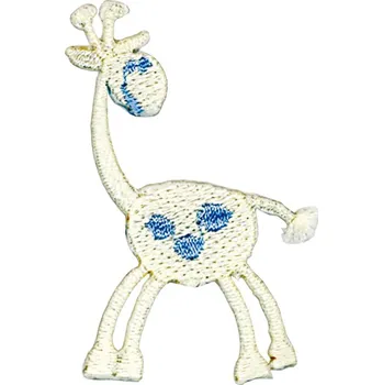 Vyšívané nažehlovací obrázky střední - žirafa bílo - modrá