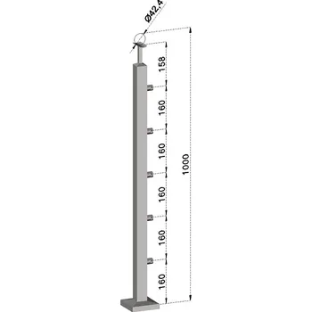 Podestový sloupek, hranatý - vrchní kotvení, 5 prutů, EB1-JVHS5-1