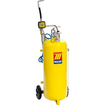 Pneumatická plnička oleje s nádobou 50 litrů, hadicí - 1312 ( Pojízdná pneumatická plnička oleje (nádoba 50 l, výdejní dávkovací pistole s ohebnou koncovkou a kalibrovatelným průtokoměrem, spirálová hadice 3 m, stavoznak). Po naplnění olejem a natlakování