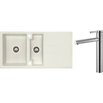 Granitový dřez Alveus Cubo 70 artic + baterie Zina chrom