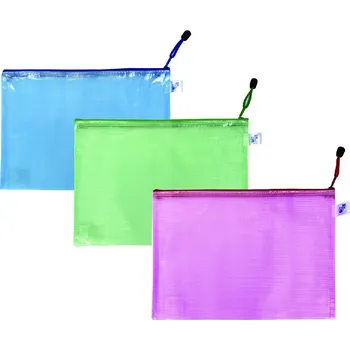 obal se zipem A4 síťovaný - modrá