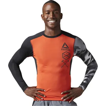 Pánské tričko Reebok Activchill LS Compression Shirt oranžové/černé