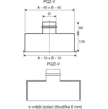 Ventishop PQZI-V 300 odvodní plenum box vertikální izolovaný
