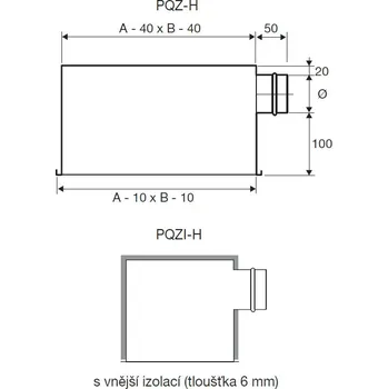 Ventishop PQZI-H 300 RE-S přívodní plenum box horizontální izolovaný