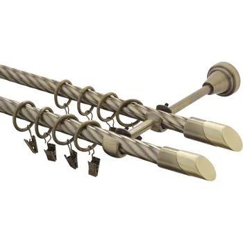 Garnýž kovová 320 cm kroucená dvouřadá - dvojitá 16 Piza II double mosaz