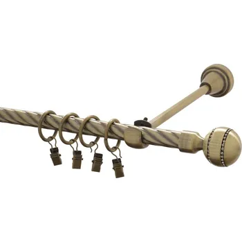 Garnýž kovová 400 cm kroucená jednořadá 16 Paola crystal mosaz