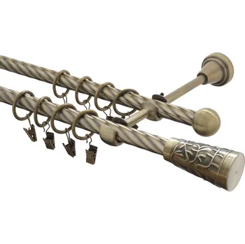 Garnýž kovová 400 cm kroucená dvouřadá - dvojitá 16 Sevilla mosaz