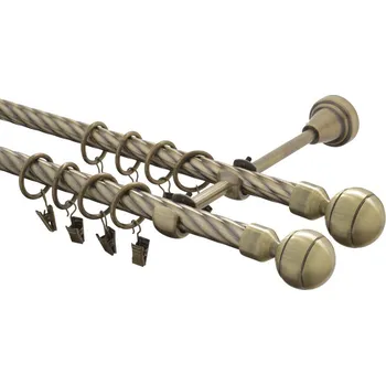 Garnýž kovová 400 cm kroucená dvouřadá - dvojitá 16 Paola double mosaz