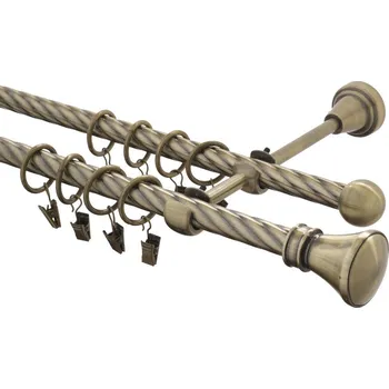 Garnýž kovová 240 cm kroucená dvouřadá - dvojitá 16 Koloseo mosaz