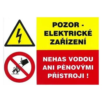 Výstražná páska Pozor elektrické zařízení Nehas vodou ani pěnovými přístroji! MAGG 120091