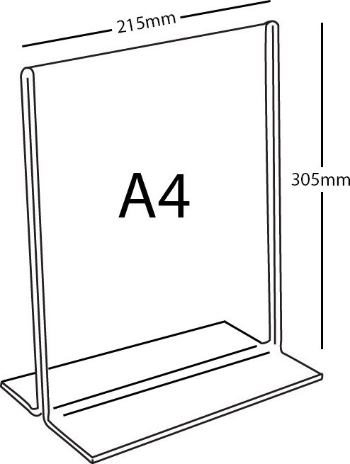 Plexi stojánek T A4 na výšku A4 PX-T-V - 305x215mm - 1 ks