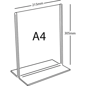 Plexi stojánek T A4 na výšku A4 PX-T-V - 305x215mm - 1 ks
