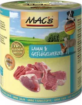 Krmivo pro psa MAC's Dog konzerva jehně/drůbeží srdce s rýží