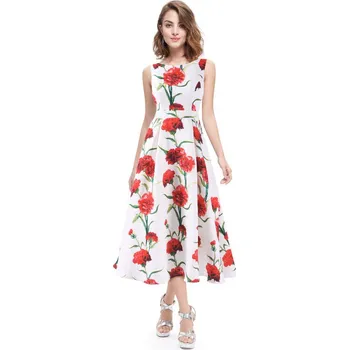 Dámské šaty Ever Pretty luxusní letní šaty bílé s květy 5443 Velikost: XL / 42 / 12 / 14