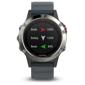 Garmin Fenix 5 Silver Optic Granite Blue Band Sporttester Garmin Fenix 5 Silver Optic Granite Blue Band