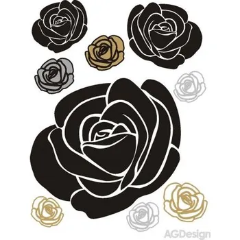 Samolepící dekorace Samolepka na zeď růže zlatá a stříbrná 65 x 85 cm FL 0488