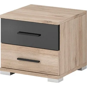 Noční stolek Noční stolek Bari v kombinací dubu s černou skladem, 40,5 x 47 x 42 cm