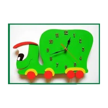 Hodiny Dětské dřevěné hodiny Auto - Zelená běžný mechanismus