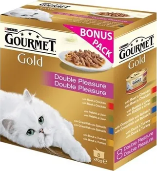 Krmivo pro kočku Purina Gourmet Gold Multipack dušené a grilované kousky Beef/Chicken 8x 85 g