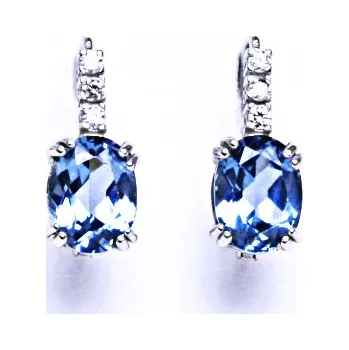 Náušnice Stříbrné náušnice se syntetickým akvamarínem na patent VE 8