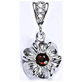 Přívěsek Stříbrný přívěšek se syntetickým rubínem, kytička, P 1435/2