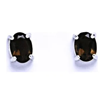 Náušnice Stříbrné náušnice, náušnice ze stříbra přírodní záhněda, NŠ 1246