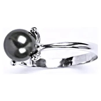 Prsten 1 Stříbrný prsten se Swarovski perlou crystal dark, T 1400