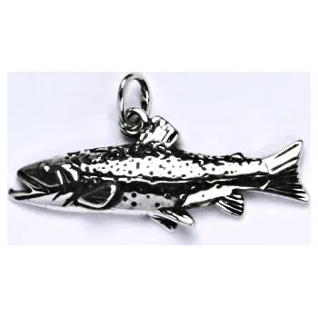 Přívěsek Stříbrný přívěšek sivena amerického s patinou, ryba přívěsek ze stříbra P 134