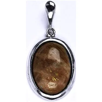 Přívěsek Přívěsek ze stříbra s přírodním kamenem sluneční kámen, 16 x 12 mm, P 1455