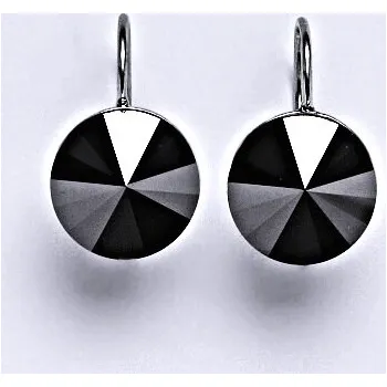 Náušnice Stříbrné náušnice se Swarovski krystaly Rivoli hematite 12 mm, NK 1468