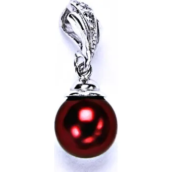 Šperk stříbrný přívěšek s umělou bordó perlou 10 mm , šperky, P 1193/1