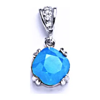 Přívěsek Stříbrný přívěšek,šperky, Swarovski krystal (Caribbean Blu Opal)P 1225/2