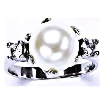 Prsten Stříbrný prsten šperky(umělá bílá 10mm)T 1190