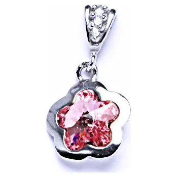 Přívěsek Stříbrný přívěsek s krystalem Swarovski Light rose,kytička, P 1296/2