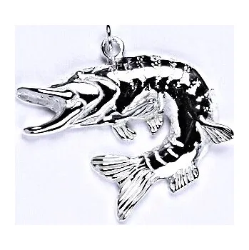 Přívěsek Stříbrný přívěsek štika obecná, přívěsek ze stříbra, P 964