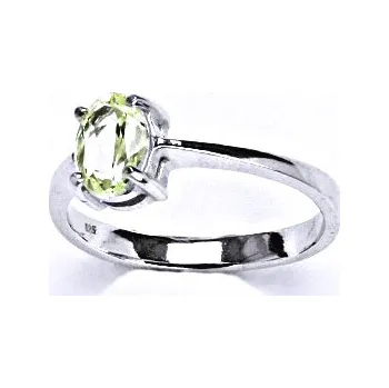 Prsten Stříbrný prsten se syntetickým zirkonem chryzolit 7x5 mm, T 1246