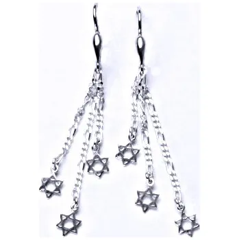 Náušnice Stříbrné náušnice, řetízkové, davidova hvězda, náušnice ze stříbra, NK 797/3/27