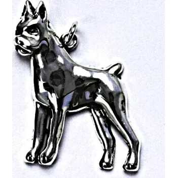 Přívěsek Stříbrný přívěšek s patinou, boxer, pes, přívěsek ze stříbra P 198