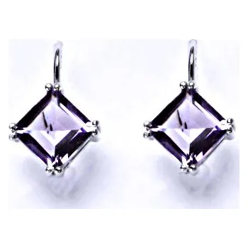 Náušnice Stříbrné náušnice, přírodní ametyst světlý, náušnice na klapku, NK 1258