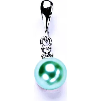 Přívěsek stříbrný šperk s umělou zelenou perlou, přívěšek P 1207/22