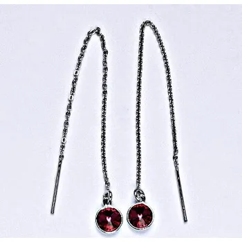 Náušnice Stříbrné řetízkové protahovací náušnice se Swarovski krystalem fuchsia, NŘ 1336