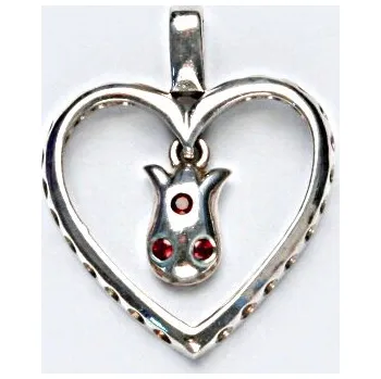 Přívěsek Stříbrný přívěsek s přírodními granáty, přírodní granát, přívěšek ze stříbra 5,78 g