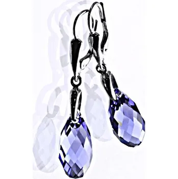 Náušnice Stříbrné náušnice se Swarovski krystaly tanzanit 17 mm, NK 1313/27