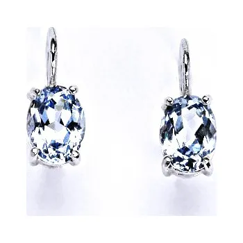 Náušnice Stříbrné náušnice na patent syntetický akvamarín 8x6 mm, NK 1245