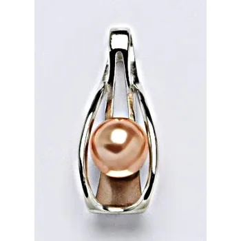 Přívěsek Stříbrný přívěšek s umělou lososovou perlou 6 mm, šperk P 1214