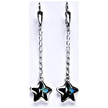 Náušnice Stříbrné náušnice se Swarovski krytalem bermuda blue, hvězda, NK 1325/1/20